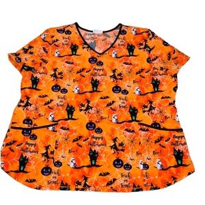 Women’s Halloween Scrub star scrub top so soft!!‎ So vibrant!!